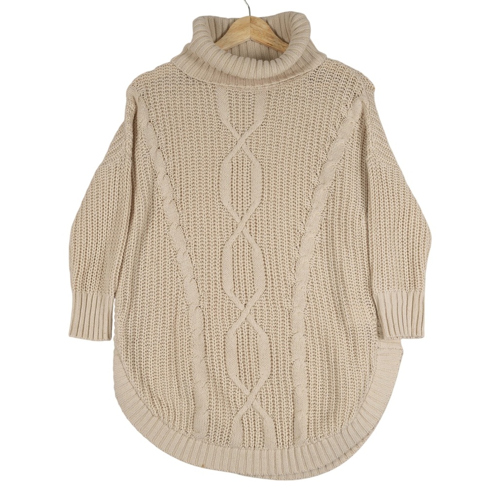 Express Cable Knit Turtleneck Sweater Womens‎ Size Small Cream Winter Casual